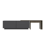 Comoda TV Oslo Antec, Anthracite Walnut - White Atlantic Pine, 180x43 cm - Anthracite Walnut