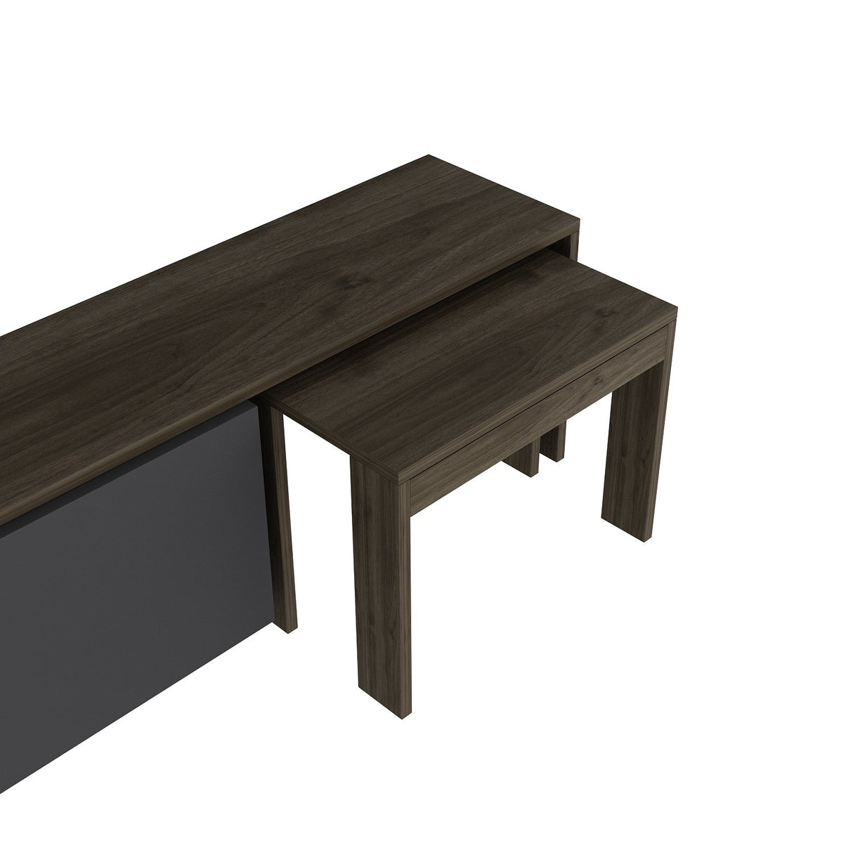Comoda TV Oslo Antec, Anthracite Walnut - White Atlantic Pine, 180x43 cm - Anthracite Walnut