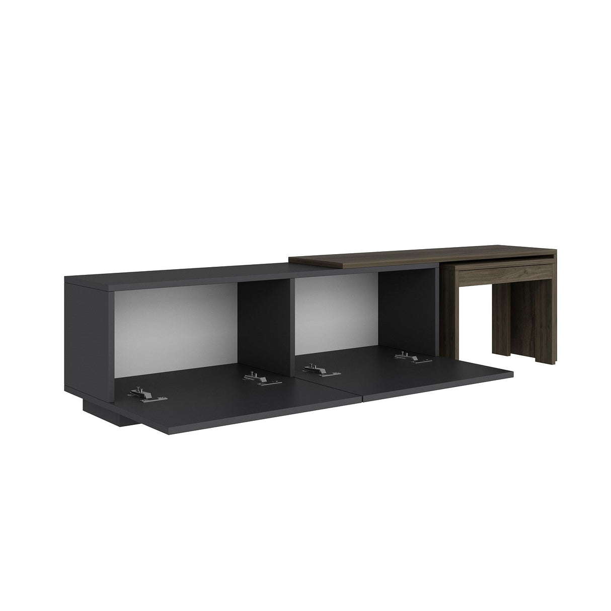 Comoda TV Oslo Antec, Anthracite Walnut - White Atlantic Pine, 180x43 cm - Anthracite Walnut