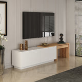Comoda TV Oslo Antec, Anthracite Walnut - White Atlantic Pine, 180x43 cm - White Atlantic Pine