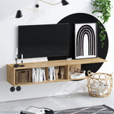 Comoda TV Pan cu rafturi, Stejar, 150x26x24 cm