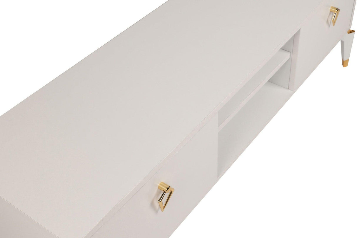 Comoda TV Posh, Alb - Maro inchis, 143x47x40 cm - Alb