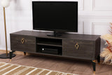 Comoda TV Posh, Alb - Maro inchis, 143x47x40 cm - Maro