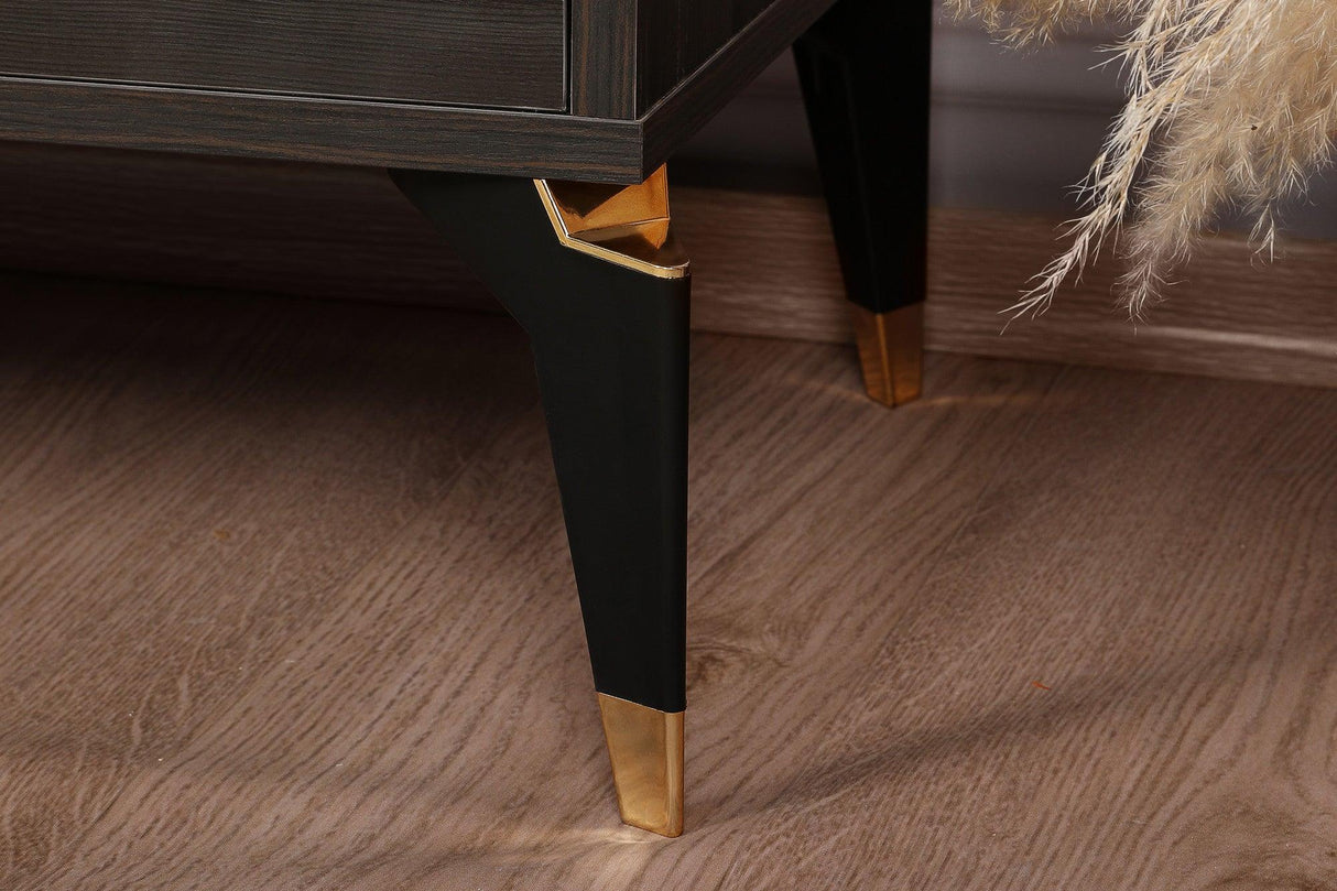 Comoda TV Posh, Alb - Maro inchis, 143x47x40 cm - Maro