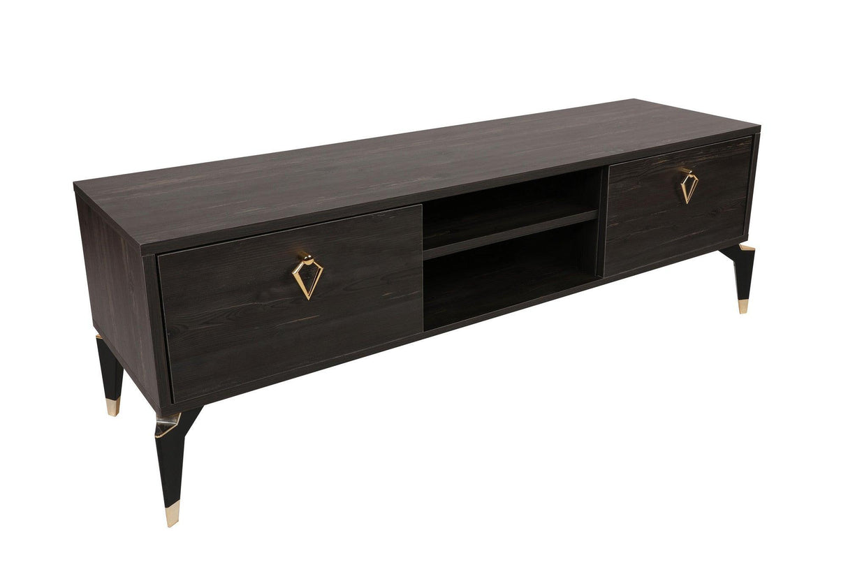 Comoda TV Posh, Alb - Maro inchis, 143x47x40 cm - Maro