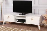 Comoda TV Posh, Alb - Maro inchis, 143x47x40 cm - Alb