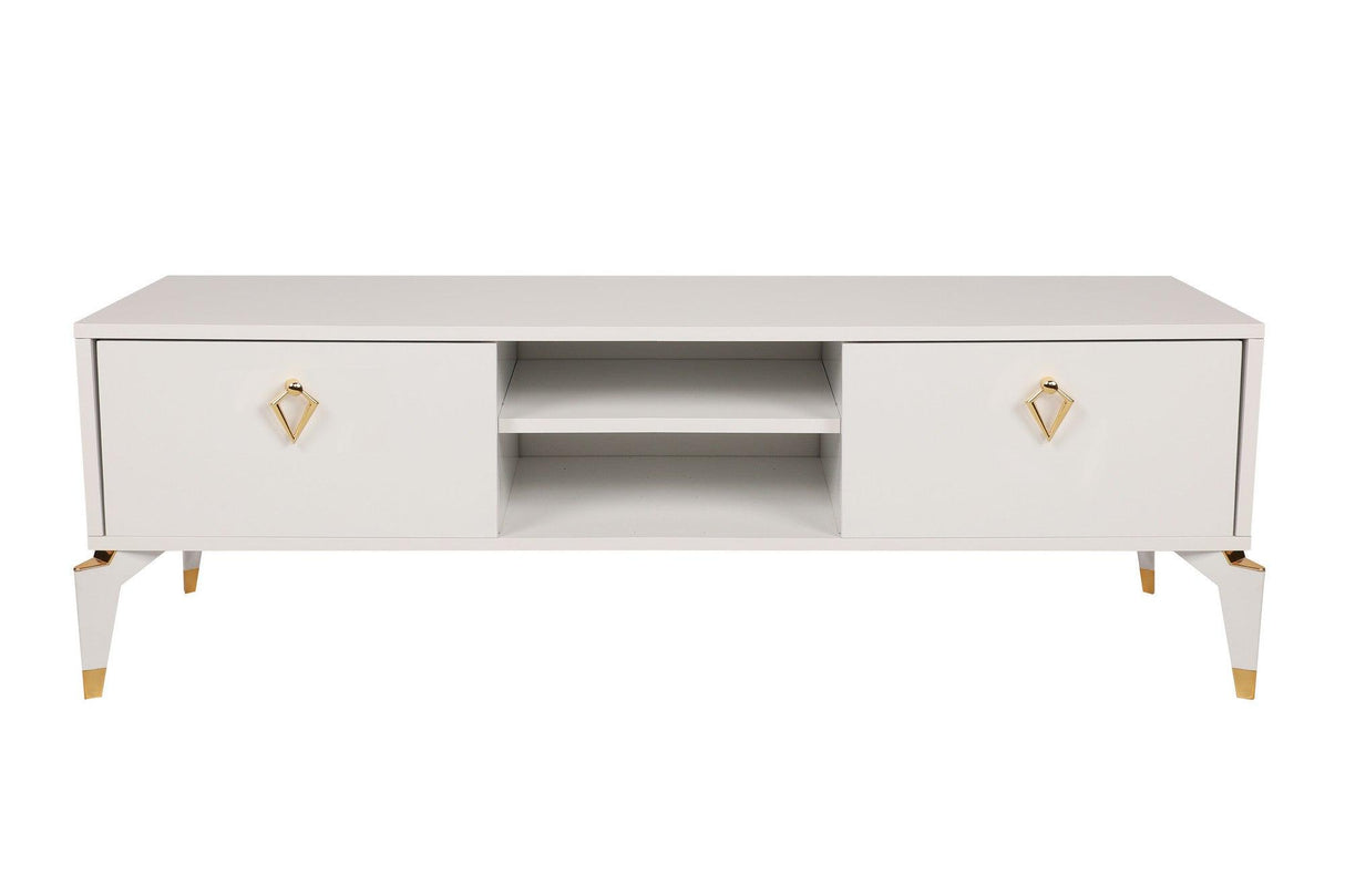 Comoda TV Posh, Alb - Maro inchis, 143x47x40 cm - Alb