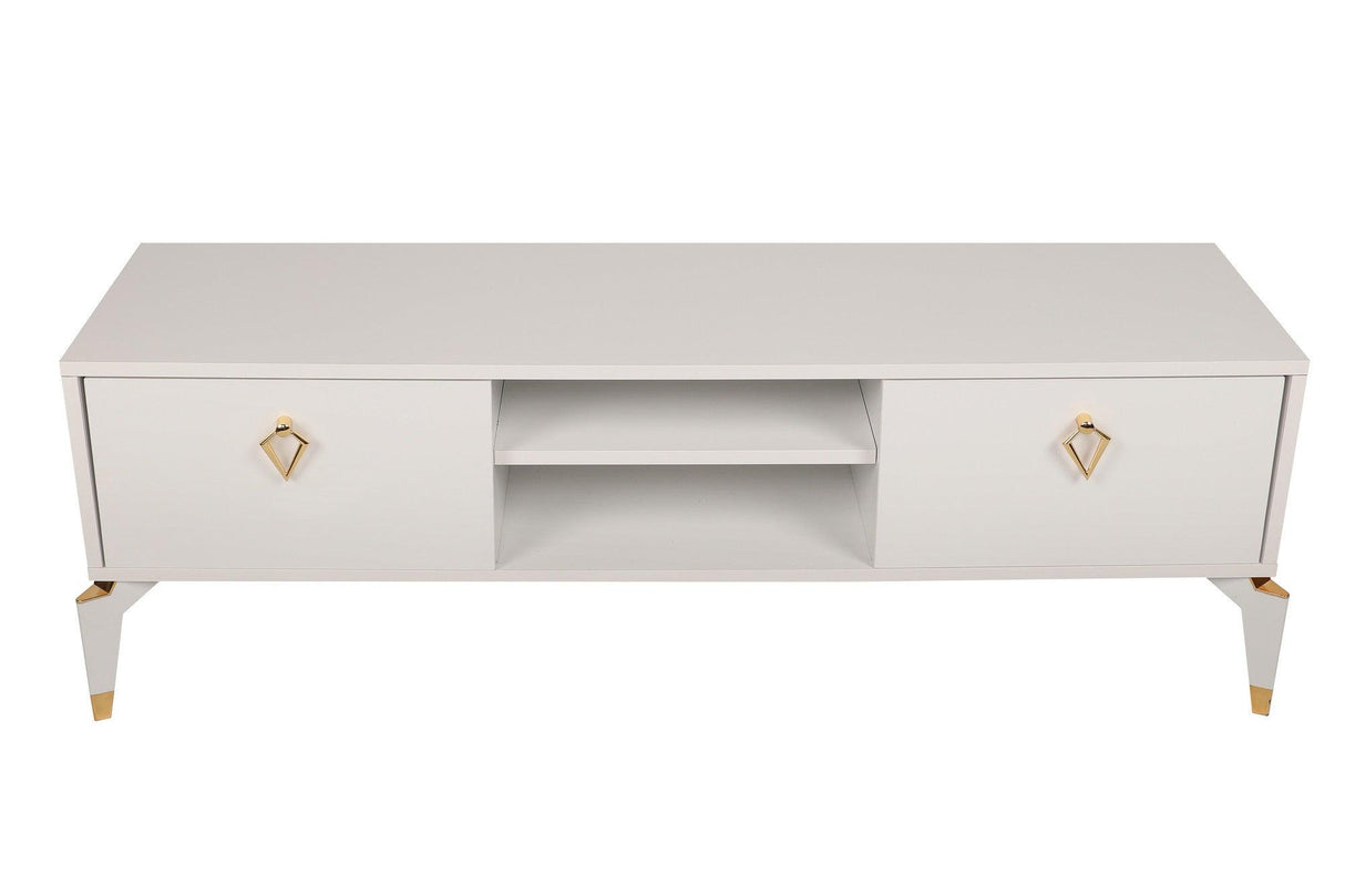 Comoda TV Posh, Alb - Maro inchis, 143x47x40 cm - Alb