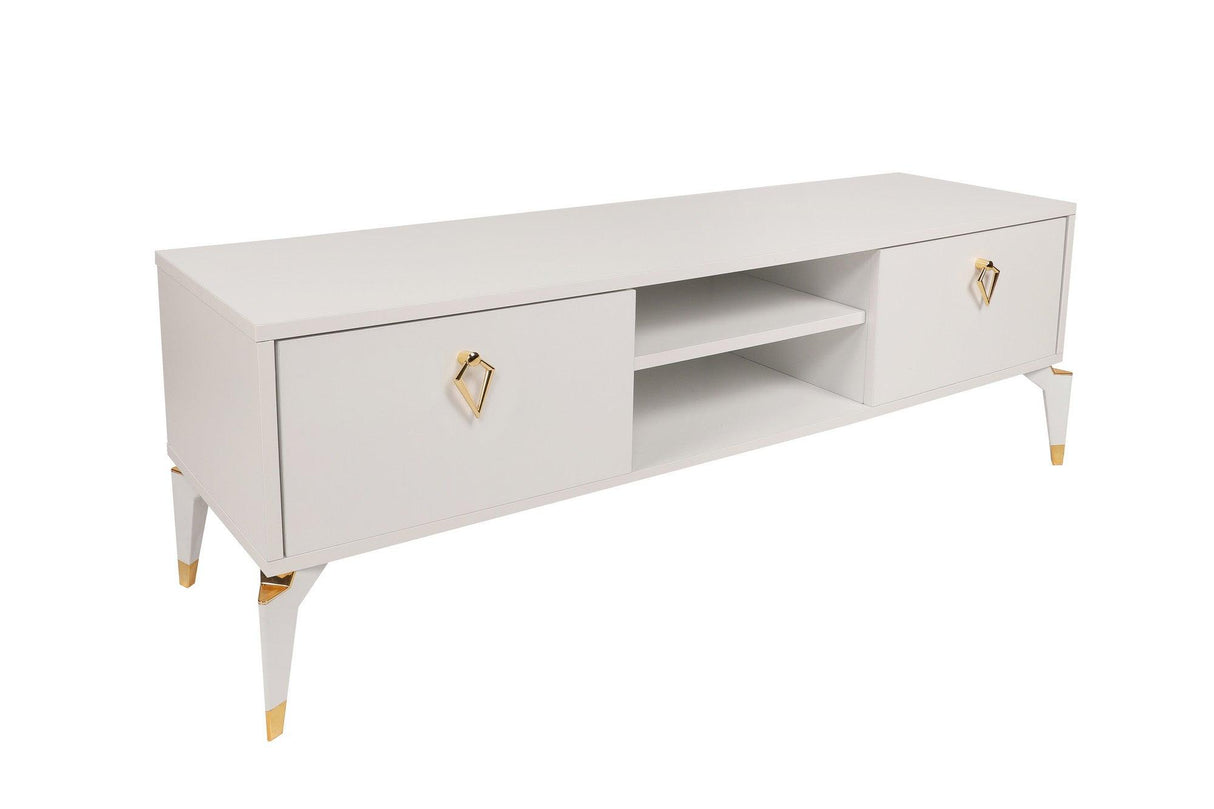 Comoda TV Posh, Alb - Maro inchis, 143x47x40 cm - Alb