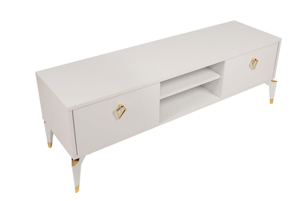 Comoda TV Posh, Alb - Maro inchis, 143x47x40 cm - Alb