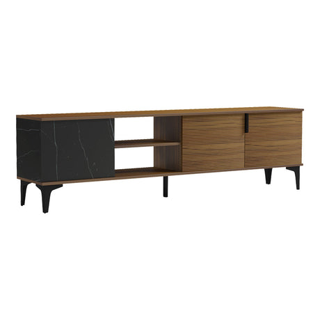Comoda TV Riba, Nuc-Negru-Marmura, 180x34x51 cm