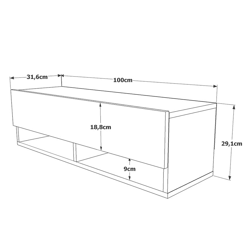 Comoda TV de perete Roscoe, 100x32x30 cm - Stejar