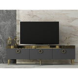 Comoda TV Safar - Anthracite, Gri, 45x30x150 cm