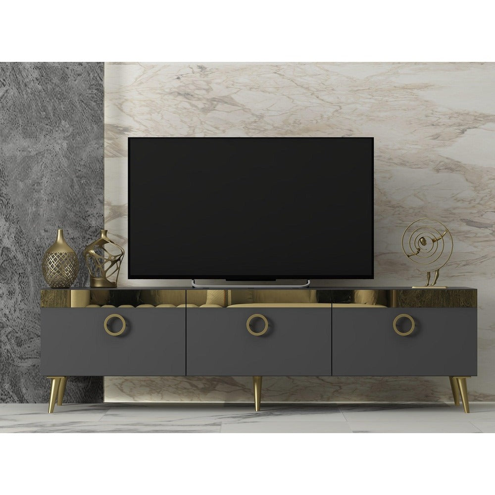 Comoda TV Safar - Anthracite, Gri, 45x30x150 cm