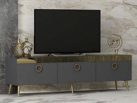 Comoda TV Safar - Anthracite, Gri, 45x30x150 cm