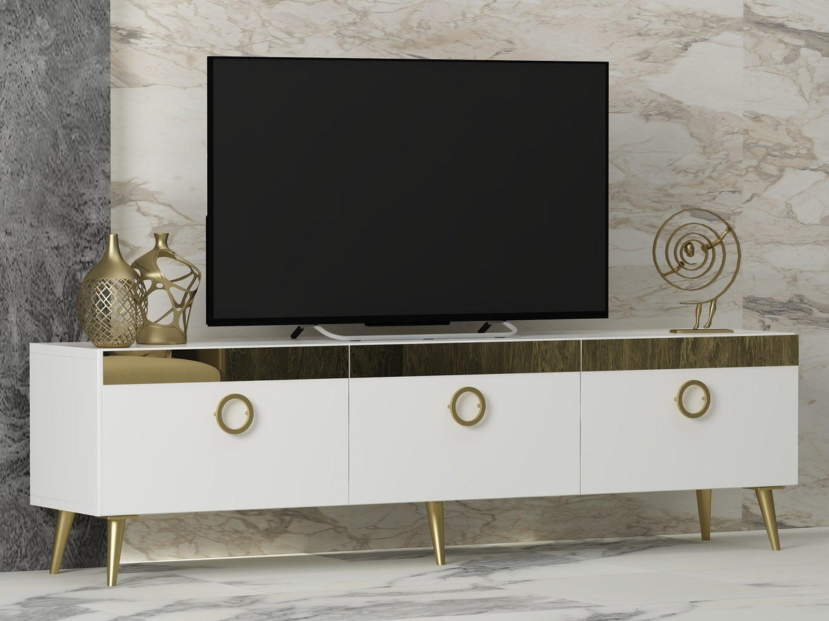Comoda TV Safar - White, Alb, 45x30x150 cm