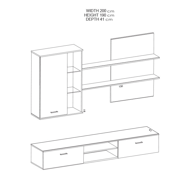 Comoda TV Salome LED, Nuc, 200x41x190 cm