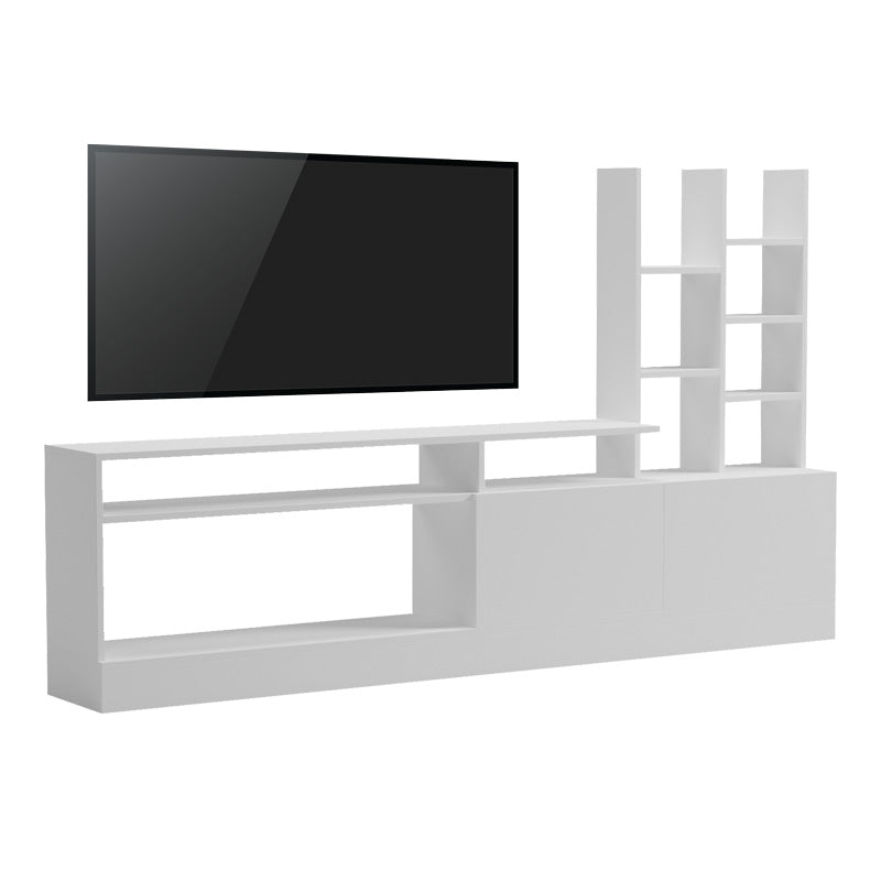 Comoda TV Seruno, Alb - Stejar, 170x25x100 cm - Comoda TV Seruno, Alb - Stejar, 170x25x100 cm