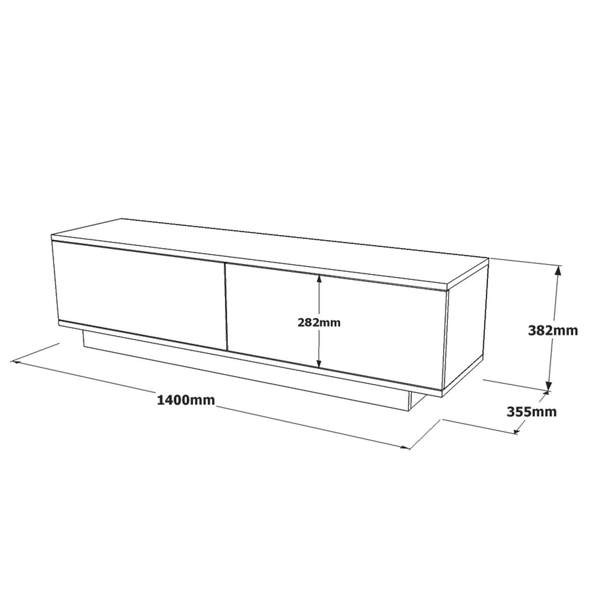 Comoda TV Shelfy, Alb - Negru, 140x39x36 cm - alb