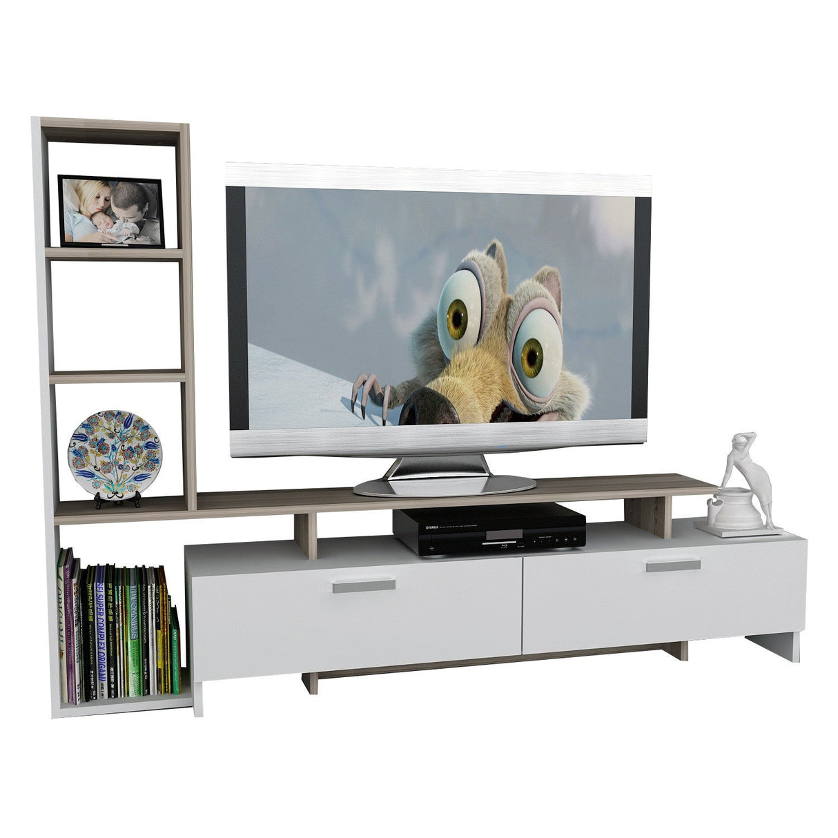 Comoda Tv Simal - White, Cordoba, Alb, 120x22x29.8 cm