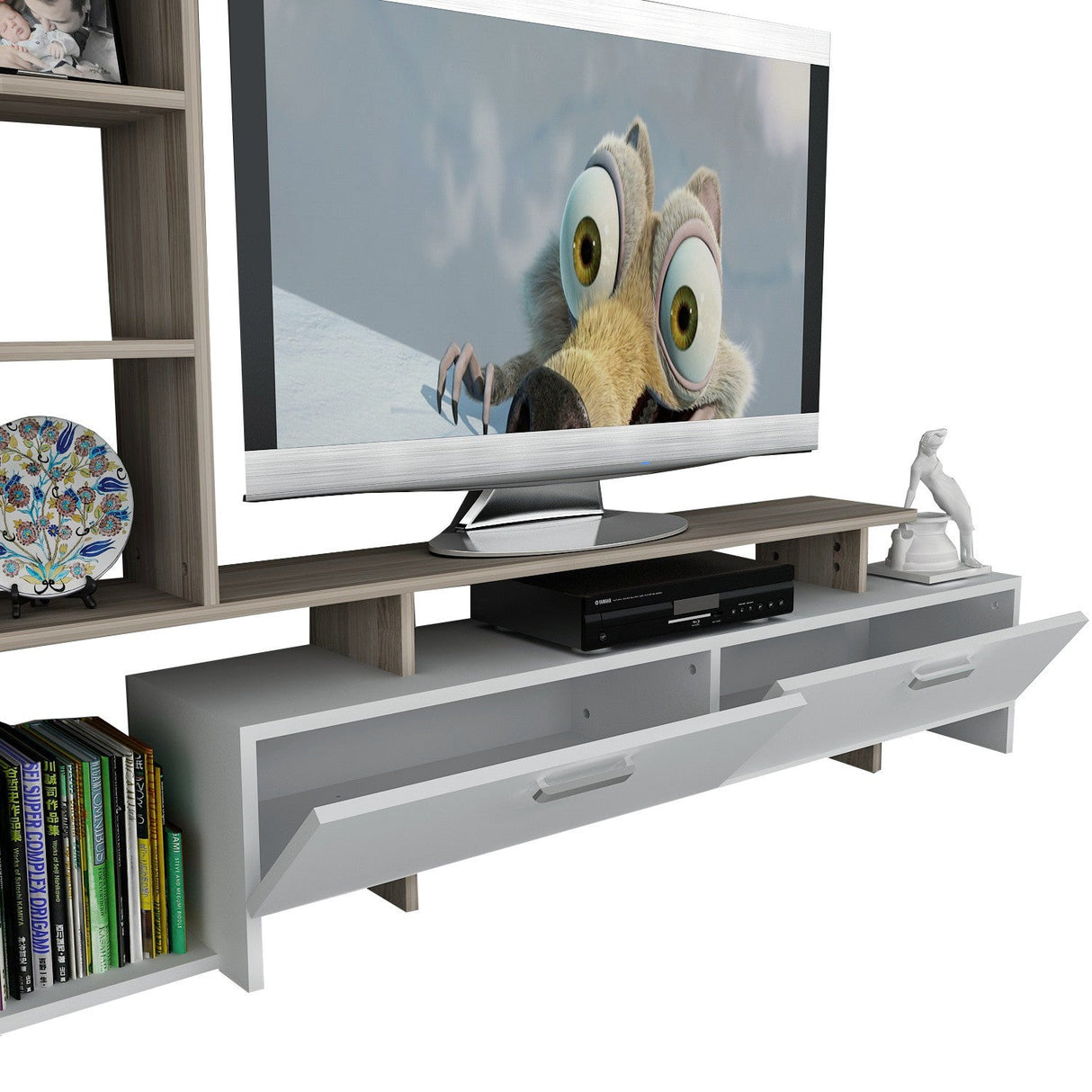 Comoda Tv Simal - White, Cordoba, Alb, 120x22x29.8 cm