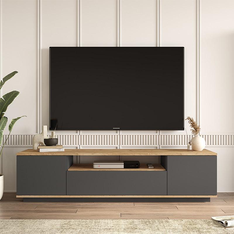 Comoda TV Soren, Antracit - Alb, 180x44x45 cm - Antracit