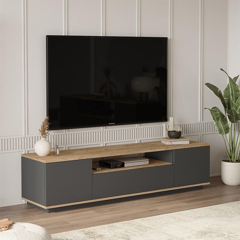 Comoda TV Soren, Antracit - Alb, 180x44x45 cm - Antracit