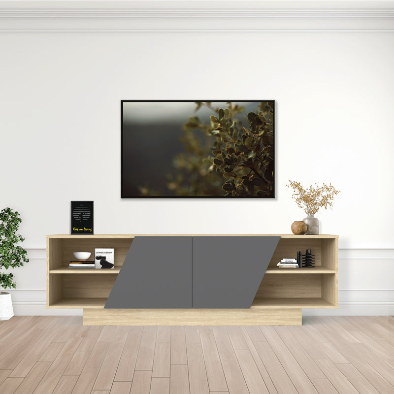 Comoda TV Stevie, Diverse culori, 160x40x50 cm - Sonoma-Gri inchis