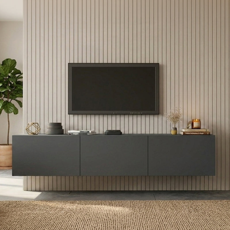 Comodă TV suspendată Felita, Antracit, 150x31x30 cm