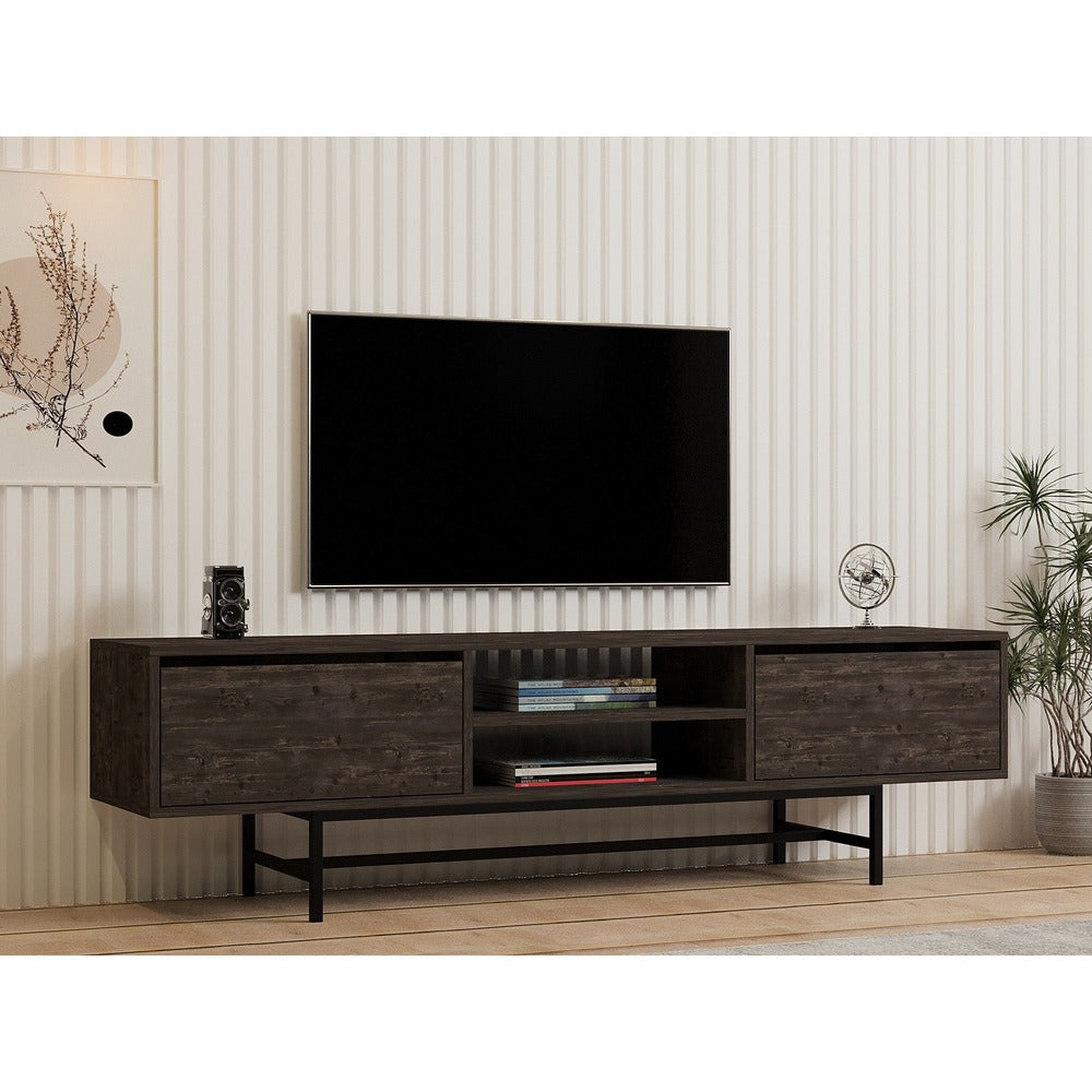 Comoda Tv Tauber, Stejar - Gri, 180x50x40 cm - Comoda Tv Tauber, Stejar - Gri, 180x50x40 cm - 495SSE1611