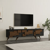 Comoda TV Trida, Antracit-Nuc - Negru-Stejar, 160x35x45 cm - Comoda TV Trida, Antracit-Nuc - Negru-Stejar, 160x35x45 cm