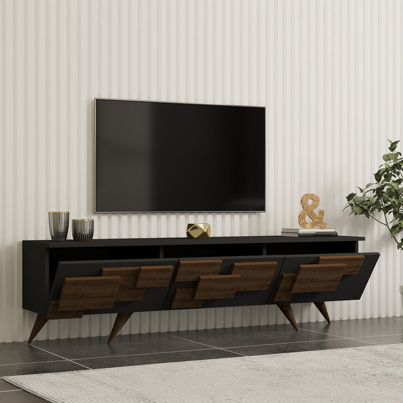 Comoda TV Trida, Antracit-Nuc - Negru-Stejar, 160x35x45 cm - Antracit-Nuc