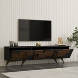 Comoda TV Trida, Antracit-Nuc - Negru-Stejar, 160x35x45 cm - Antracit-Nuc