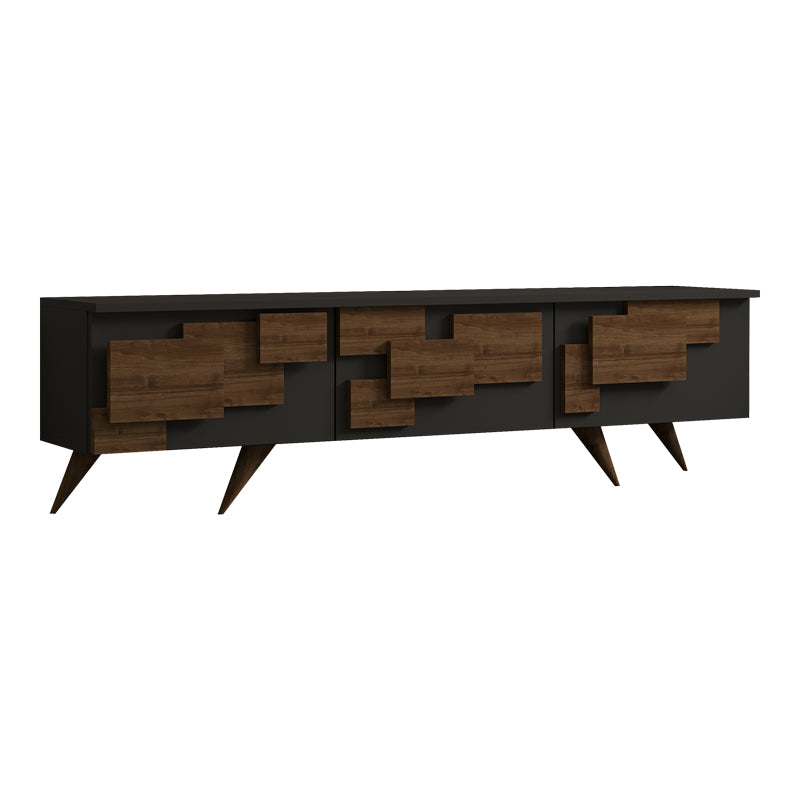 Comoda TV Trida, Antracit-Nuc - Negru-Stejar, 160x35x45 cm - Antracit-Nuc
