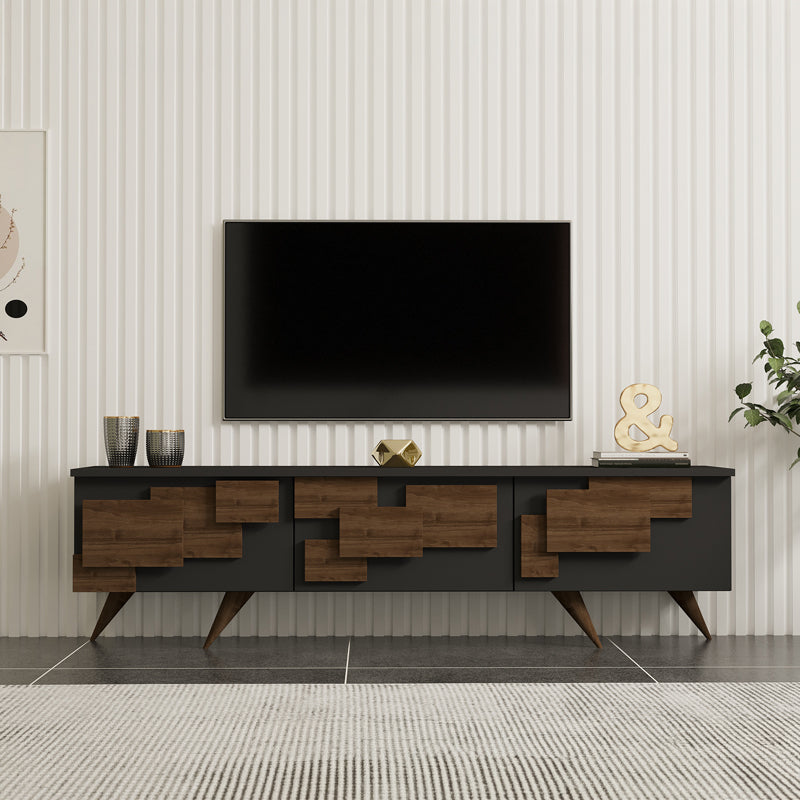 Comoda TV Trida, Antracit-Nuc - Negru-Stejar, 160x35x45 cm - Antracit-Nuc