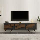 Comoda TV Trida, Antracit-Nuc - Negru-Stejar, 160x35x45 cm - Antracit-Nuc