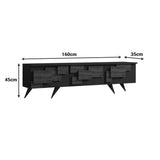 Comoda TV Trida, Antracit-Nuc - Negru-Stejar, 160x35x45 cm - Antracit-Nuc