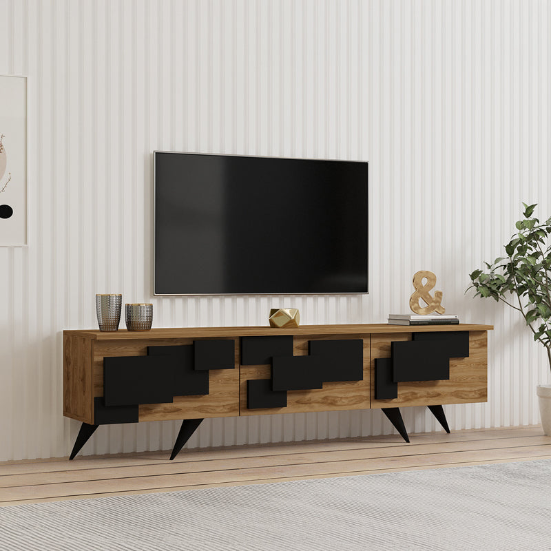 Comoda TV Trida, Antracit-Nuc - Negru-Stejar, 160x35x45 cm - Comoda TV Trida, Antracit-Nuc - Negru-Stejar, 160x35x45 cm - 120-000669