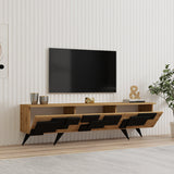 Comoda TV Trida, Antracit-Nuc - Negru-Stejar, 160x35x45 cm - Negru-Stejar