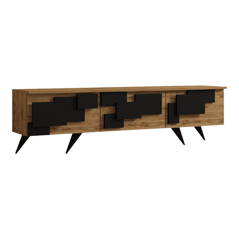 Comoda TV Trida, Antracit-Nuc - Negru-Stejar, 160x35x45 cm - Negru-Stejar