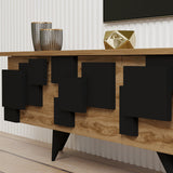 Comoda TV Trida, Antracit-Nuc - Negru-Stejar, 160x35x45 cm - Negru-Stejar