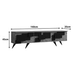 Comoda TV Trida, Antracit-Nuc - Negru-Stejar, 160x35x45 cm - Negru-Stejar