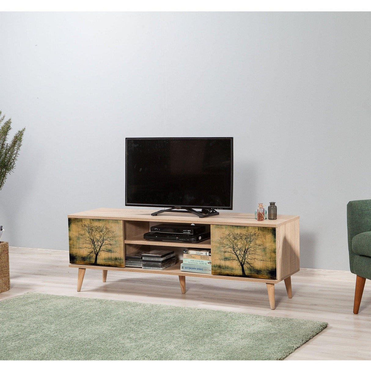 Comoda Tv Truva -  TV Stand 6, Stejar Sonoma, 50x40x140 cm