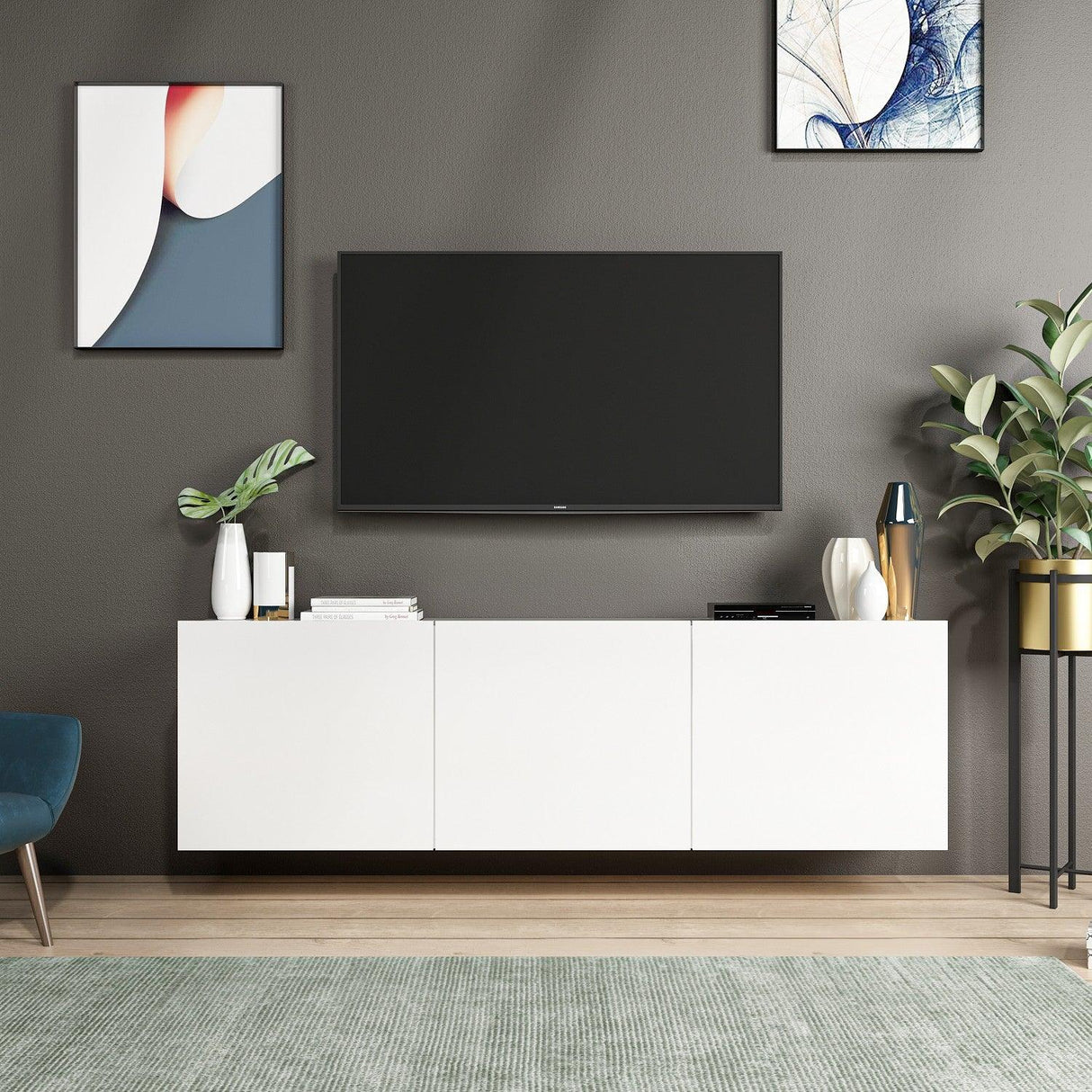 Comoda Tv White, Alb, 31x44x150 cm