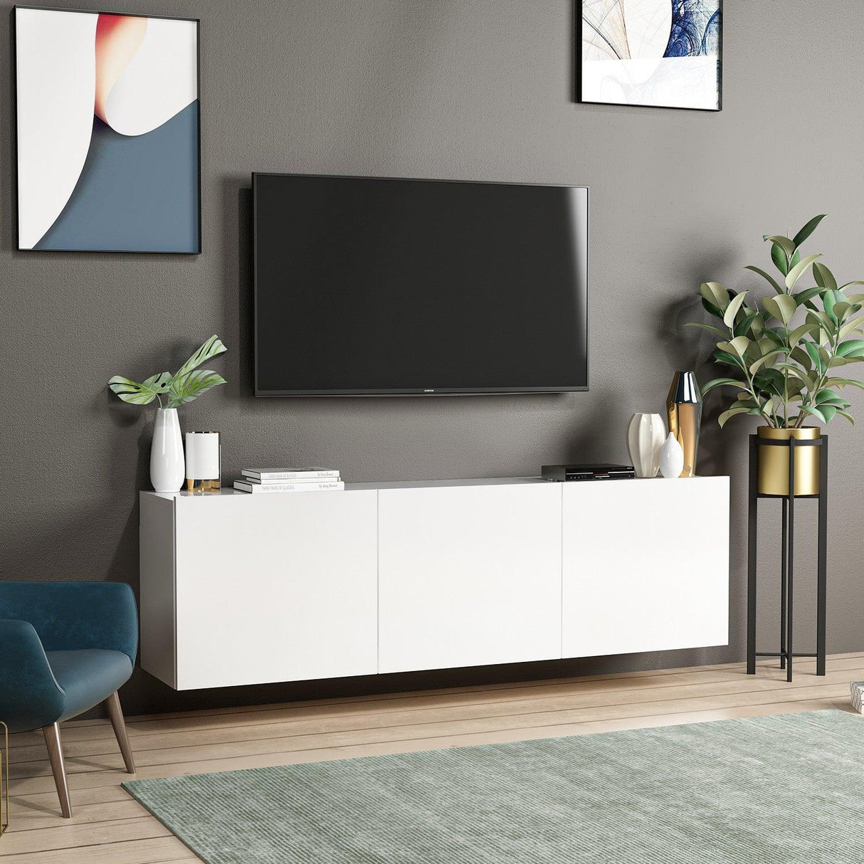 Comoda Tv White, Alb, 31x44x150 cm