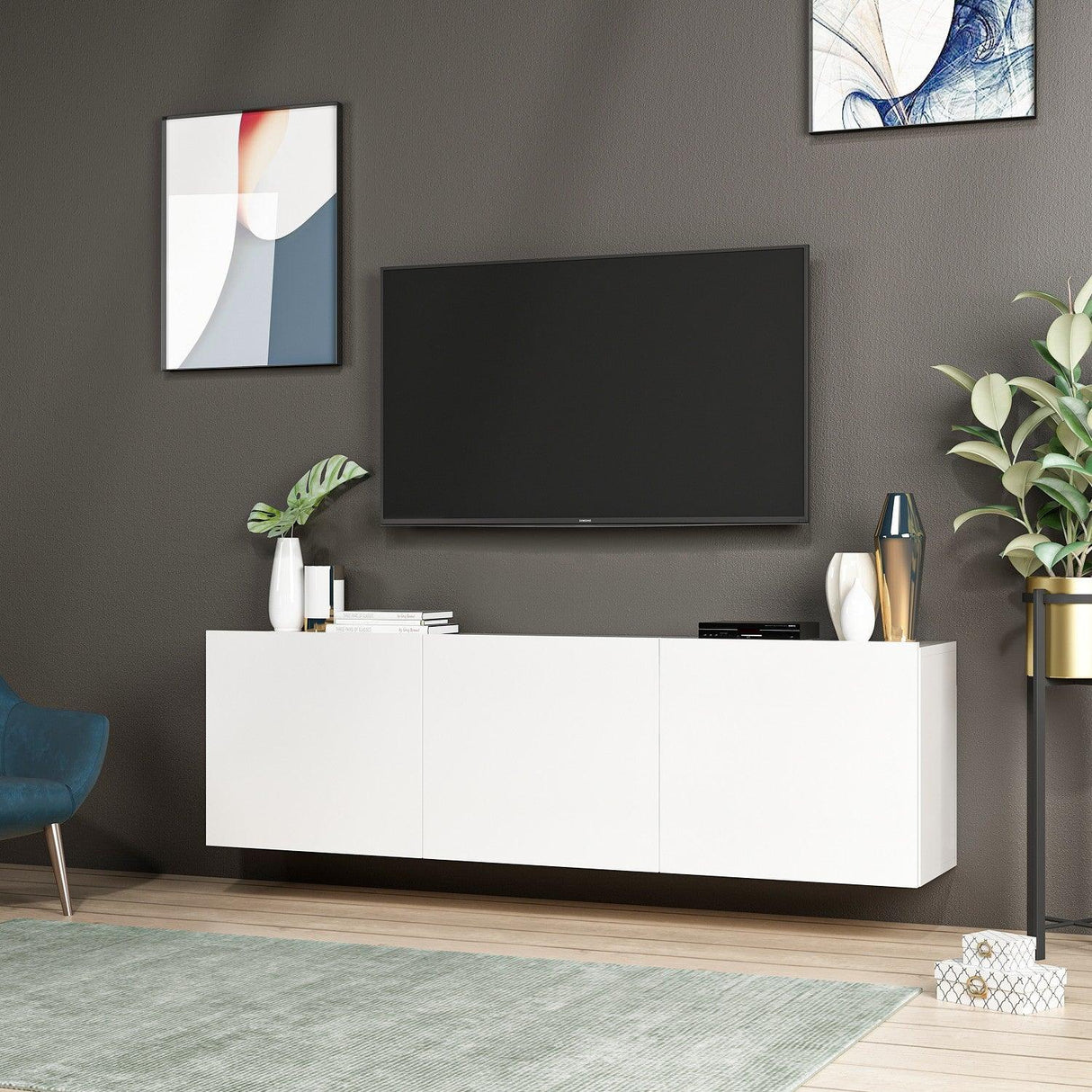 Comoda Tv White, Alb, 31x44x150 cm