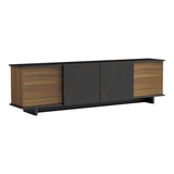 Comoda Tv Zafore, nucului cu blat din marmura, neagra, 180x33x50 cm