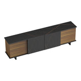 Comoda Tv Zafore, nucului cu blat din marmura, neagra, 180x33x50 cm