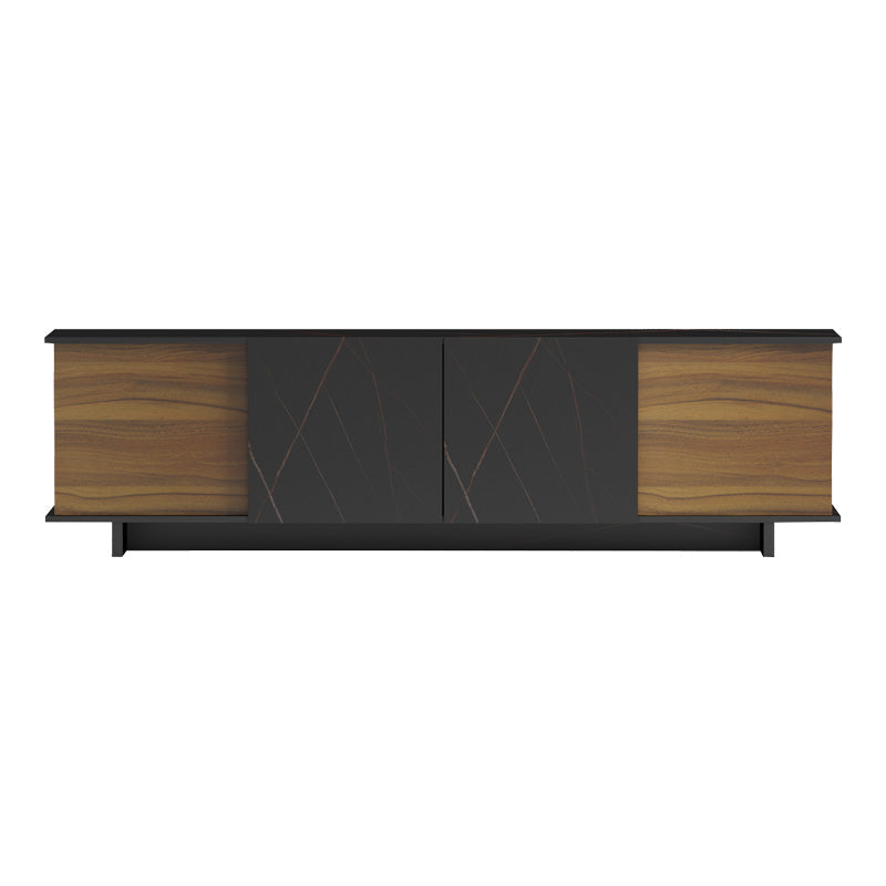 Comoda Tv Zafore, nucului cu blat din marmura, neagra, 180x33x50 cm