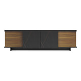 Comoda Tv Zafore, nucului cu blat din marmura, neagra, 180x33x50 cm